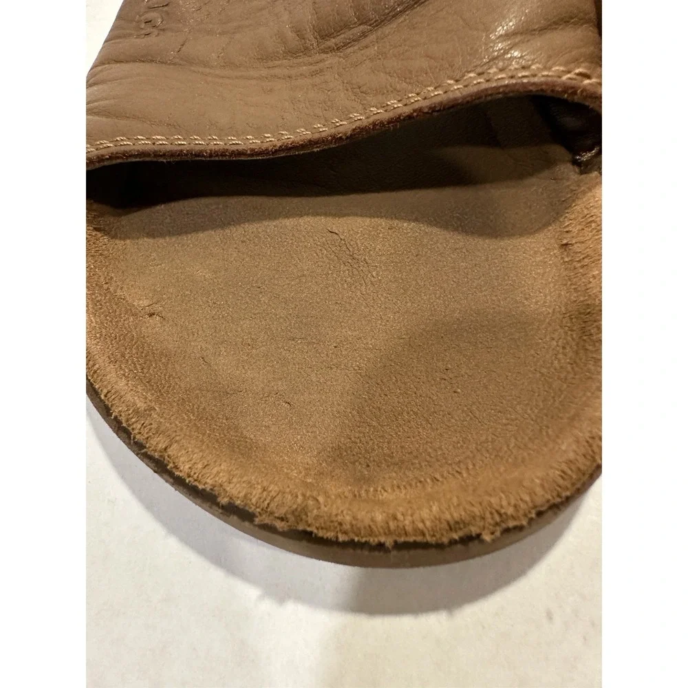 Ugg Slide Upper Leather Seaside Sandals Brown Men's Size 9